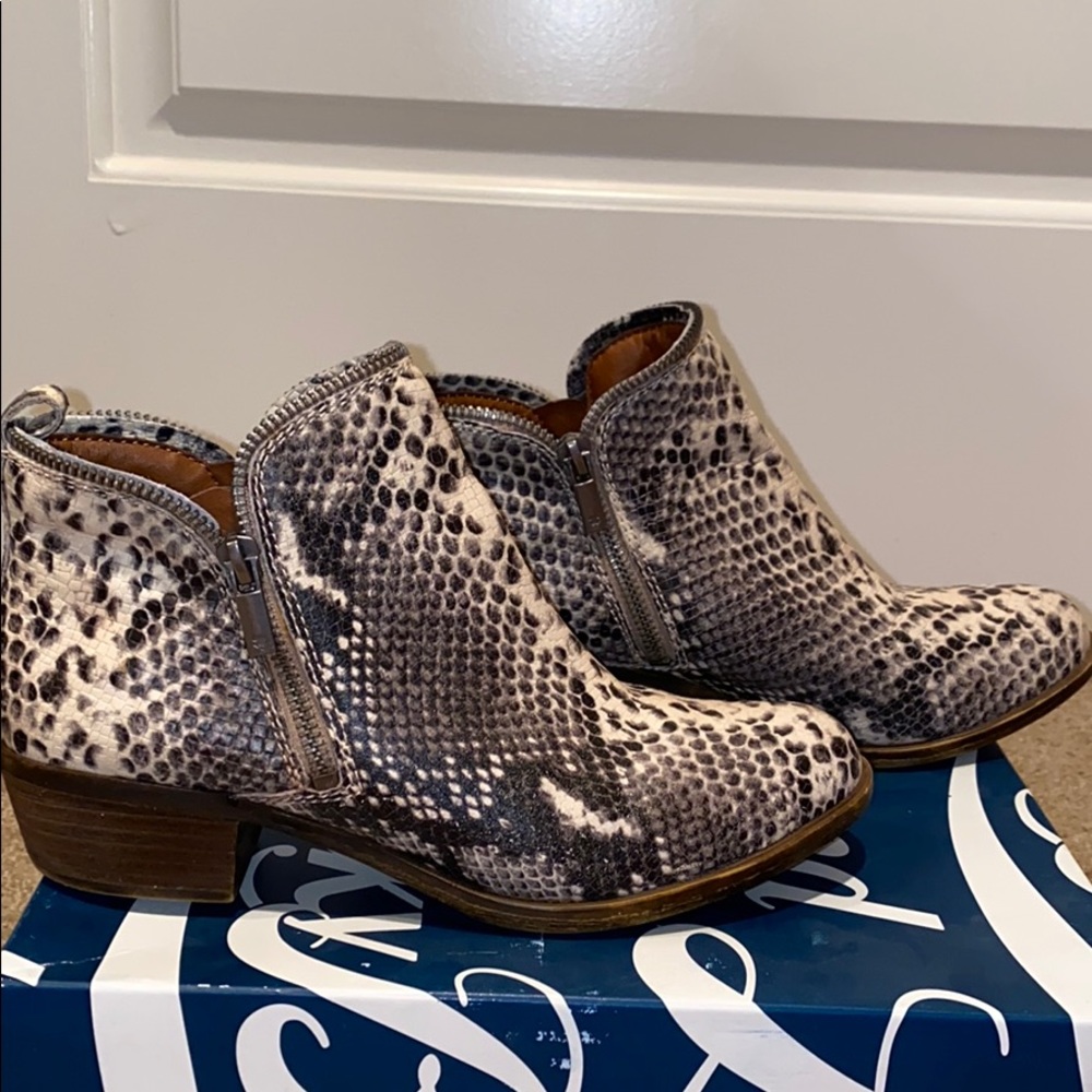Lucky Brand snake skin booties
